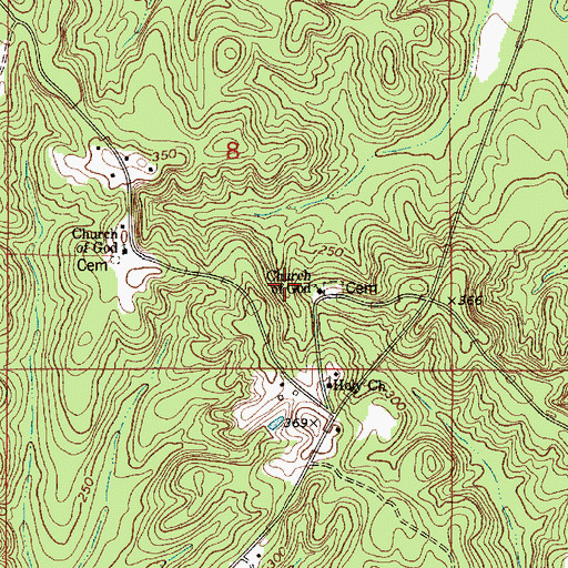 Topographic Map of Church of God, AL