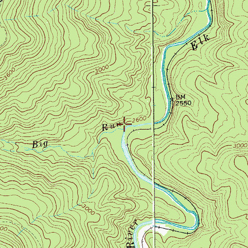 Topographic Map of Big Run, WV