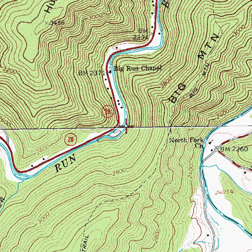 Topographic Map of Big Run, WV