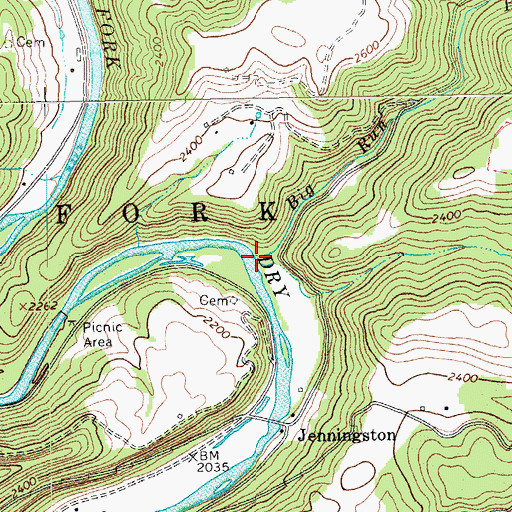 Topographic Map of Big Run, WV