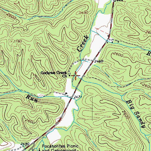 Topographic Map of Big Sandy Run, WV