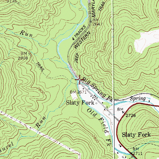 Topographic Map of Big Spring Fork, WV