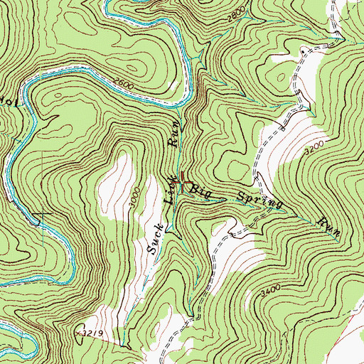 Topographic Map of Big Spring Run, WV