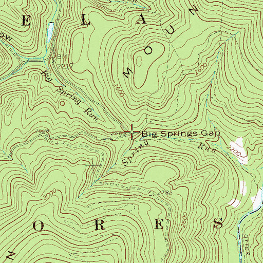 Topographic Map of Big Springs Gap, WV