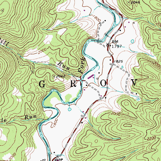 Topographic Map of Bill Run, WV