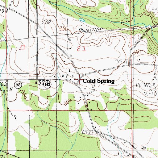 Topographic Map of Cold Spring, AL