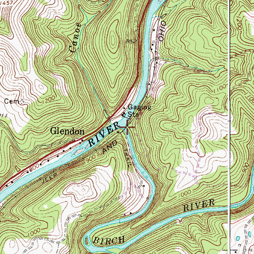 Topographic Map of Birch River, WV