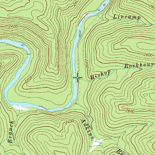 Topographic Map of Bishop Rockhouse Branch, WV