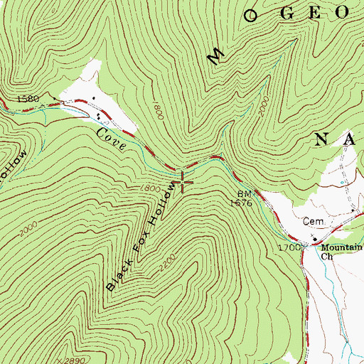 Topographic Map of Black Fox Hollow, WV