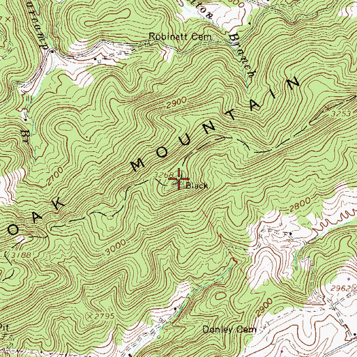 Topographic Map of Black Oak Mountain, WV