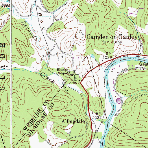 Topographic Map of Blacks Chapel, WV