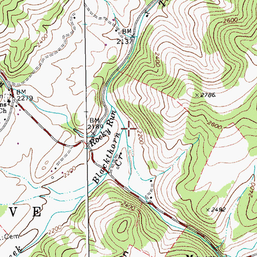 Topographic Map of Blackthorn Creek, WV