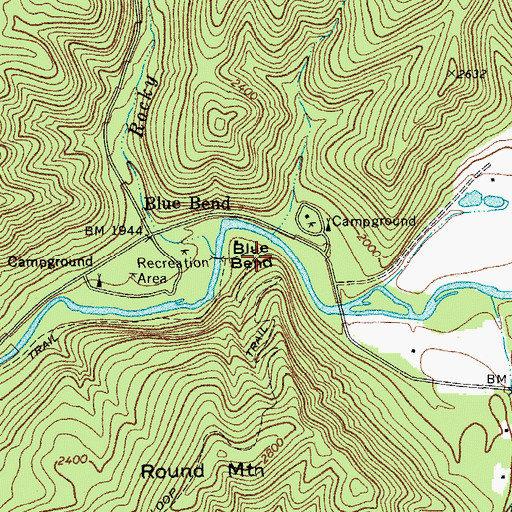 Topographic Map of Blue Bend, WV