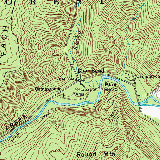 Topographic Map of Blue Bend, WV