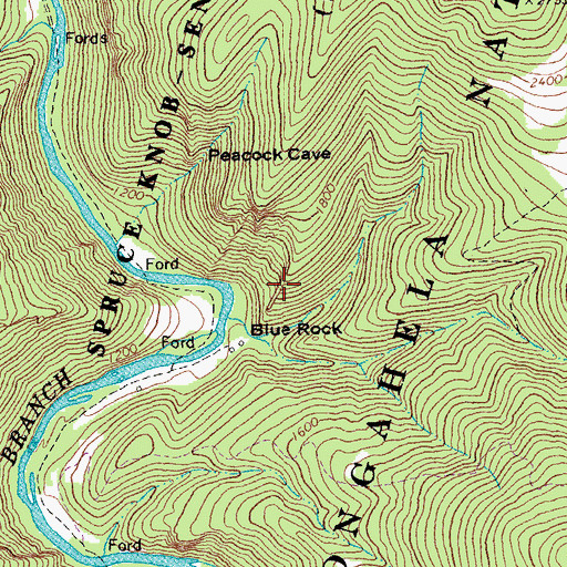 Topographic Map of Blue Rock, WV