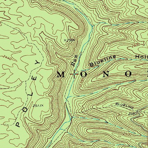 Topographic Map of Blueline Hollow, WV