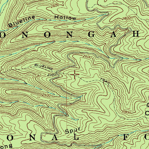 Topographic Map of Blueline Trail, WV