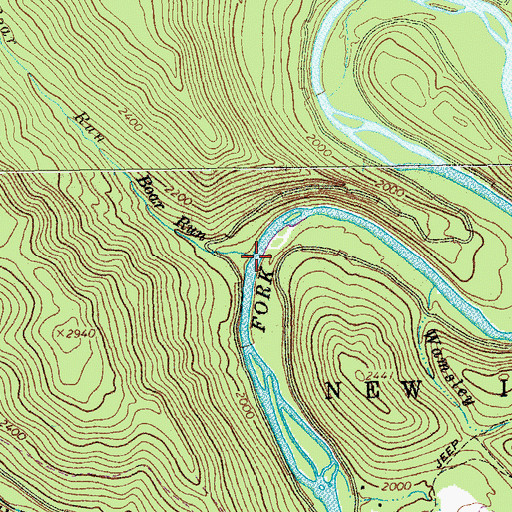 Topographic Map of Boar Run, WV