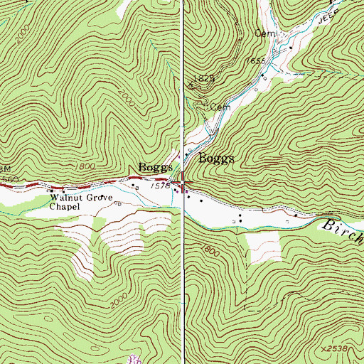 Topographic Map of Boggs, WV