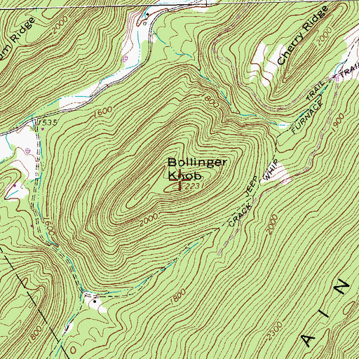 Topographic Map of Bollinger Knob, WV