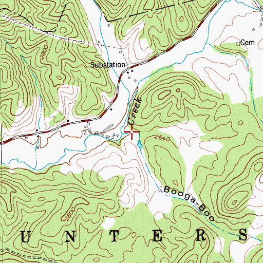 Topographic Map of Booga-Boo Hollow, WV