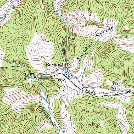 Topographic Map of Borland, WV