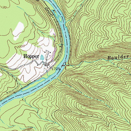 Topographic Map of Boulder Run, WV