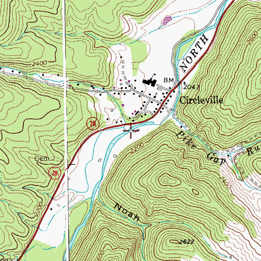 Topographic Map of Bouses Run, WV
