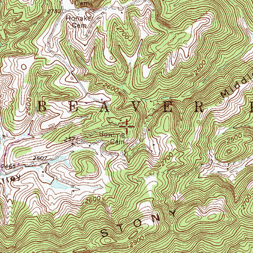 Topographic Map of Bowling Cemetery, WV