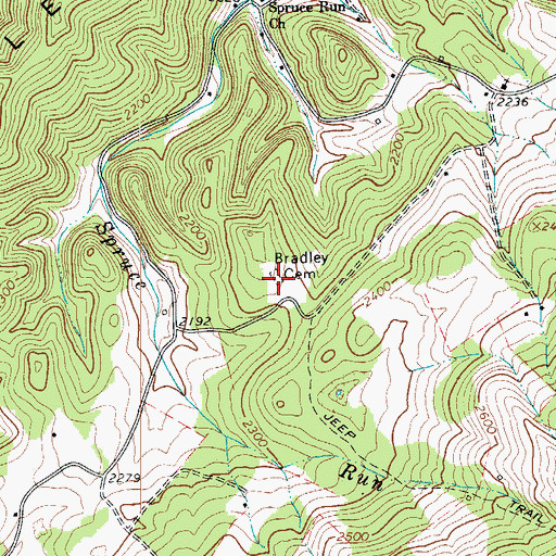 Topographic Map of Bradley Cemetery, WV