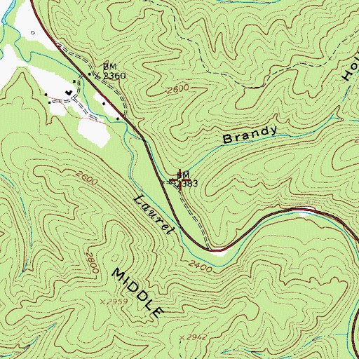 Topographic Map of Brandy Hollow, WV