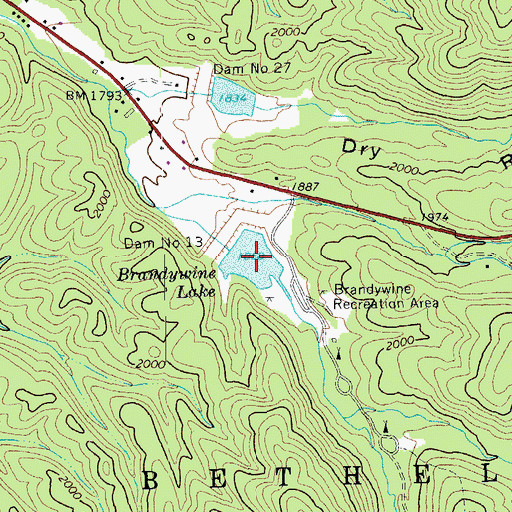 Topographic Map of Brandywine Lake, WV