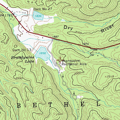 Topographic Map of Brandywine Recreation Area, WV