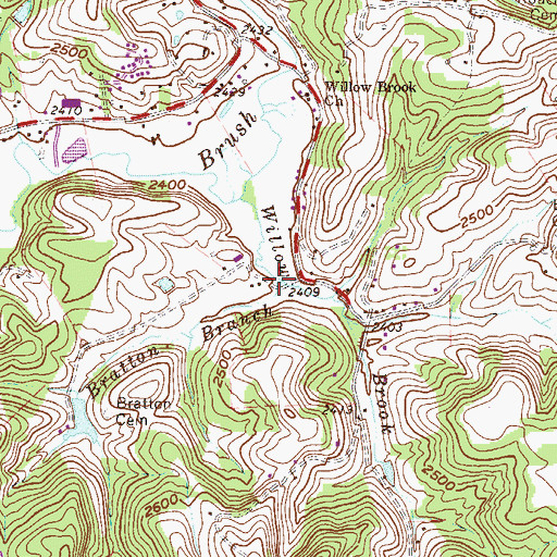 Topographic Map of Bratton Branch, WV