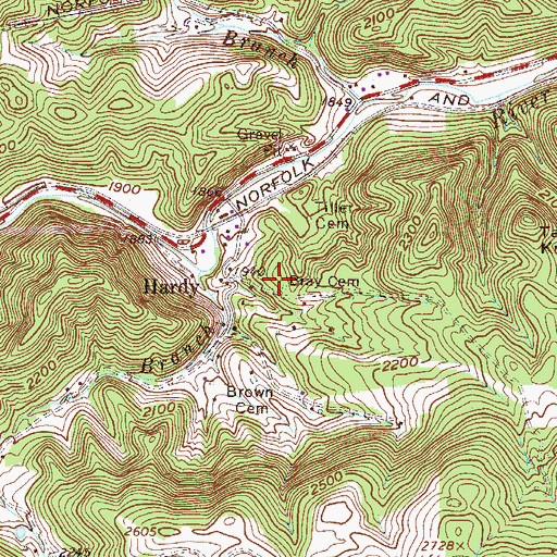 Topographic Map of Bray Cemetery, WV