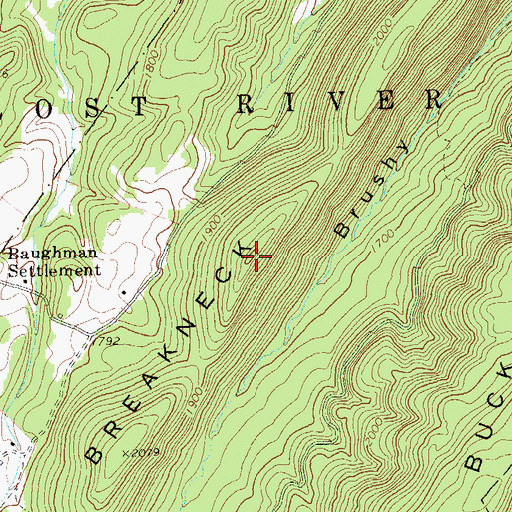 Topographic Map of Breakneck Ridge, WV