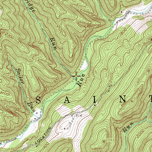 Topographic Map of Bridge Run, WV