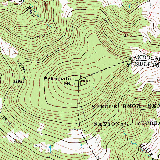 Topographic Map of Brierpatch Mountain, WV