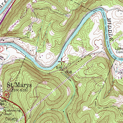 Topographic Map of Broad Run, WV