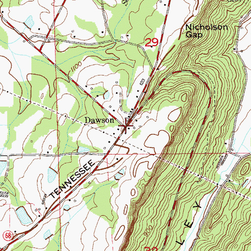 Topographic Map of Dawson, AL