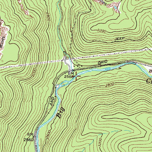 Topographic Map of Brown Creek, WV