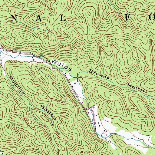 Topographic Map of Browns Hollow, WV
