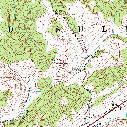 Topographic Map of Broyles Cemetery, WV