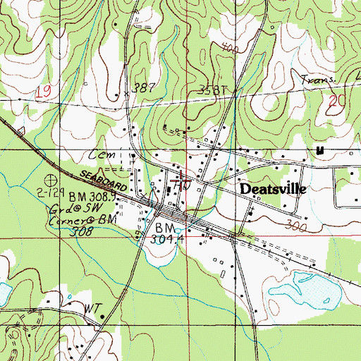 Topographic Map of Deatsville, AL