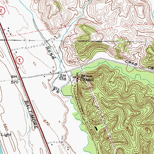 Topographic Map of Bruce Chapel, WV