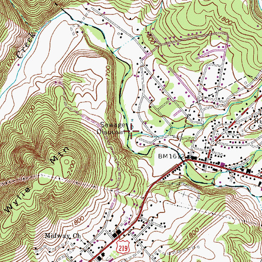 Topographic Map of Brush Creek, WV