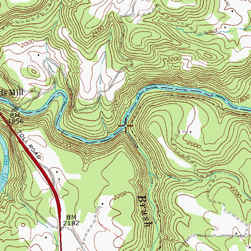 Topographic Map of Brush Creek, WV