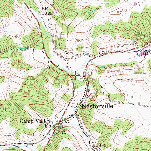 Topographic Map of Brushy Fork, WV