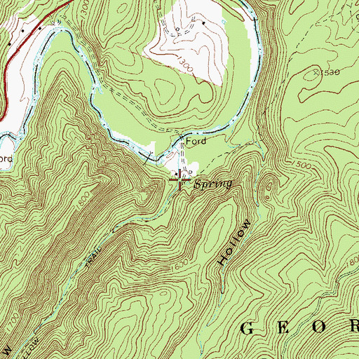 Topographic Map of Brushy Hollow, WV