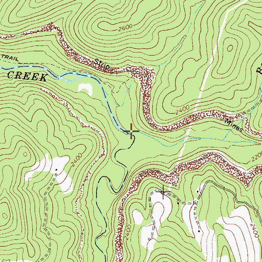 Topographic Map of Brushy Meadow Creek, WV